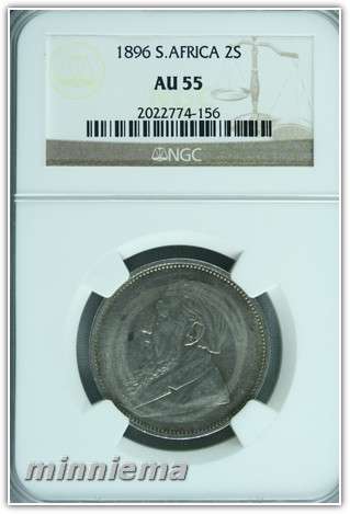 *** CRAZY R1 START *** 1896 ZAR 2 SHILLING NGC GRADED AU55