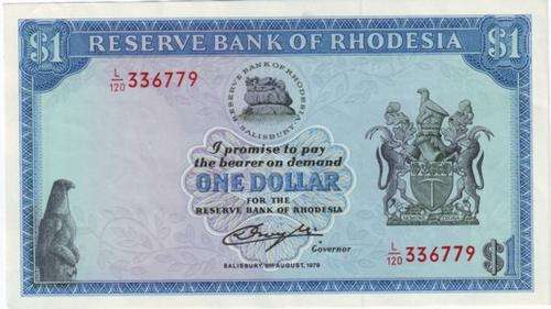 **CHECK THIS OUT UNC 1979 RHODESIA /NOW ZIMBABWE ONE DOLLAR CALLED THE TOBACCO NOTE!!!(30 YEARS OLD)