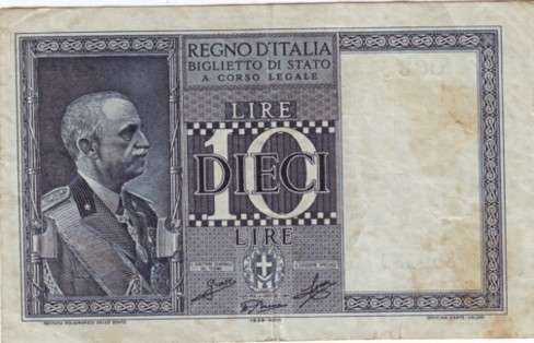 ****LOOK AT THIS 10 LIRE NOTE  FROM ITALY!!!(#923)