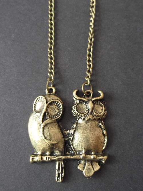 Vintage Style Two Owls Pendant Necklace