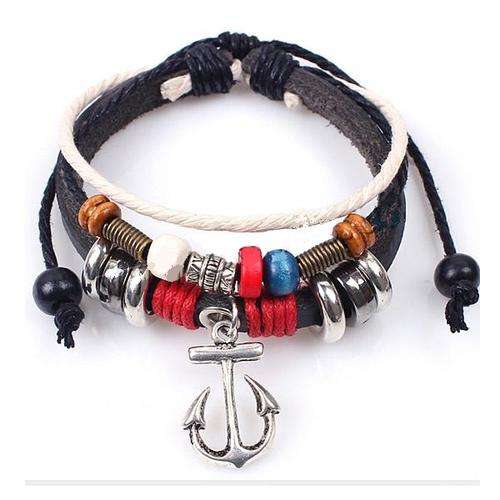 LEATHER CHARM BRACELET - ANCHOR