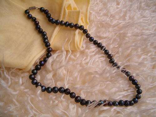 GENUINE 6.5MM BLACK FRESHWATER PEARL NECKLACE