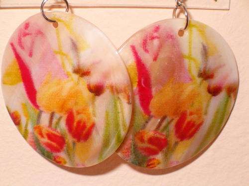 Painted Flower Shell Earrings