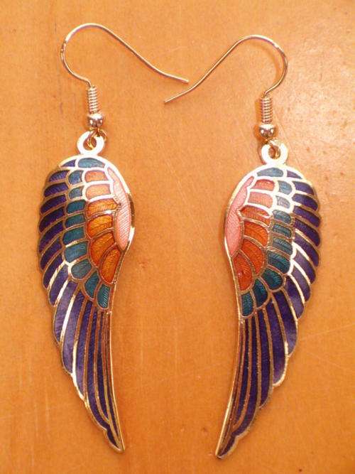 Cloisonne Enamel Wing Earrings