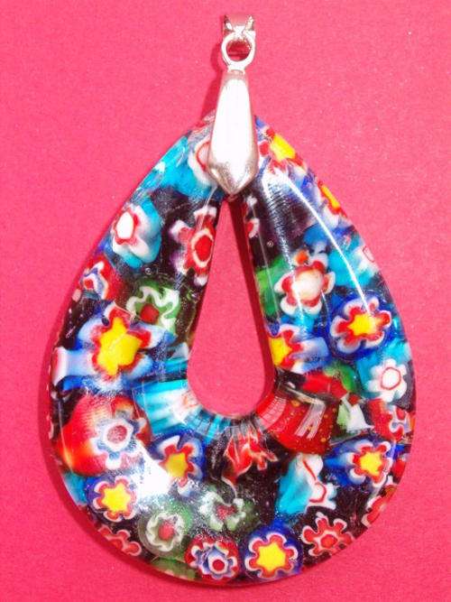 Murano Millefiori Lampwork Glass Pendant - Half Price