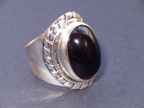 Black Onyx 60ct 925 SILVER RING, SIZE: 7.5