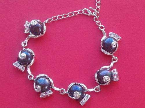 Black Baroque Freshwater Pearl 18KGP Bracelet