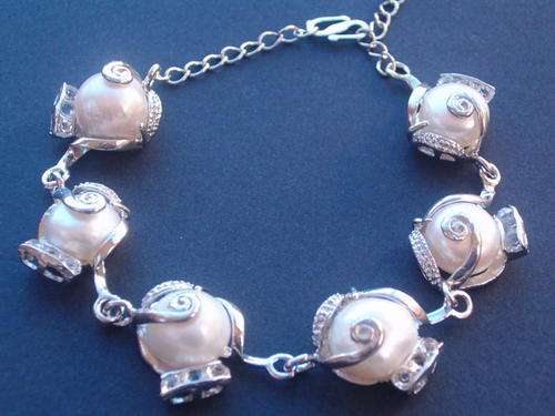 White Baroque Freshwater Pearl 18KGP Bracelet