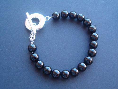 9mm Black Agate Bead Bracelet