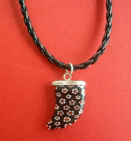 Murano Millefiori Horn Pendant Necklace