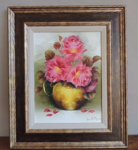 JEANETTE DYKMAN OIL ON BOARD - PINK ROSES