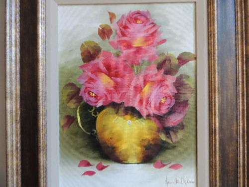 JEANETTE DYKMAN OIL ON BOARD - PINK ROSES