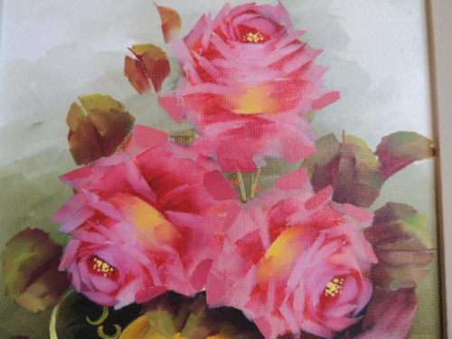 JEANETTE DYKMAN OIL ON BOARD - PINK ROSES