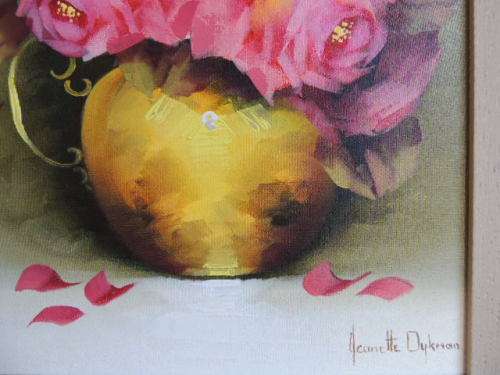 JEANETTE DYKMAN OIL ON BOARD - PINK ROSES