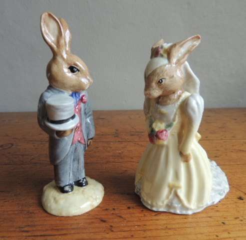 ROYAL DOULTON BUNNYKINS COUPLE - " BRIDE BUNNYKINS & GROOM BUNNYKINS " - IN ORIGINAL BOXES
