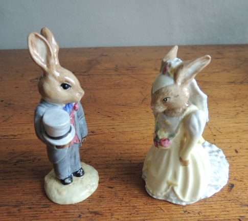 ROYAL DOULTON BUNNYKINS COUPLE - " BRIDE BUNNYKINS & GROOM BUNNYKINS " - IN ORIGINAL BOXES
