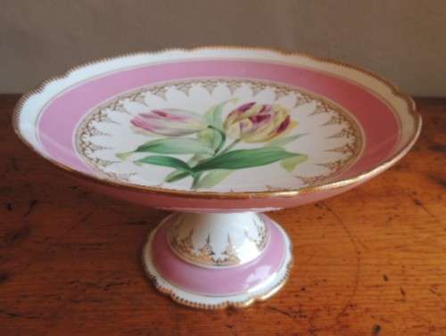 19TH CENTURY TAZZA - "TULIPS" - ABSOLUTELY GORGEOUS