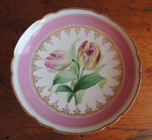 19TH CENTURY TAZZA - "TULIPS" - ABSOLUTELY GORGEOUS