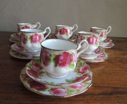 ROYAL ALBERT SIX TRIOS - "OLD ENGLISH ROSE"  (Reduced)