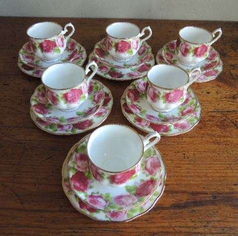 ROYAL ALBERT SIX TRIOS - "OLD ENGLISH ROSE"  (Reduced)