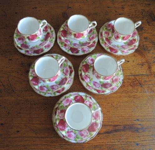 ROYAL ALBERT SIX TRIOS - "OLD ENGLISH ROSE"  (Reduced)