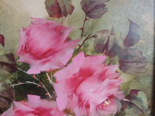 JEANETTE DYKMAN OIL ON BOARD - PINK ROSES