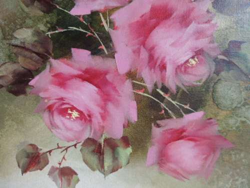 JEANETTE DYKMAN OIL ON BOARD - PINK ROSES