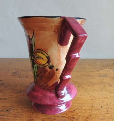 H & K TUNSTAL DECO JUG - "TULIPTIME", Hand painted