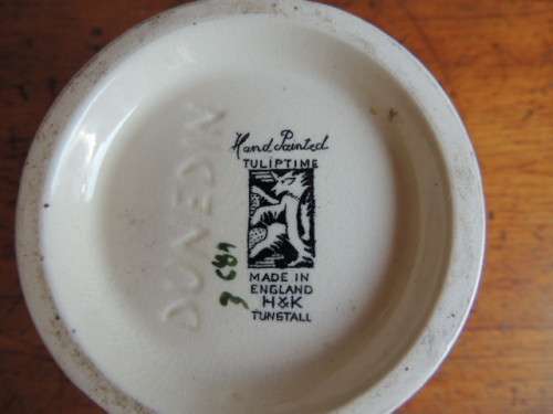 H & K TUNSTAL DECO JUG - "TULIPTIME", Hand painted