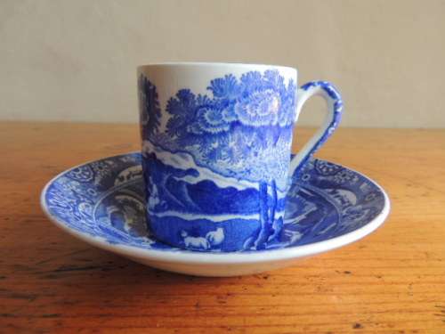 COPELAND SPODE ITALIAN BLUE COFFEE CAN AND SAUCER