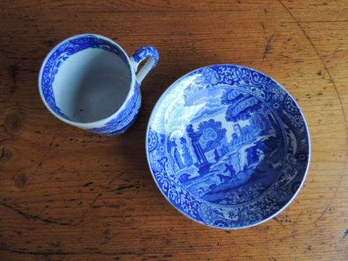 COPELAND SPODE ITALIAN BLUE COFFEE CAN AND SAUCER