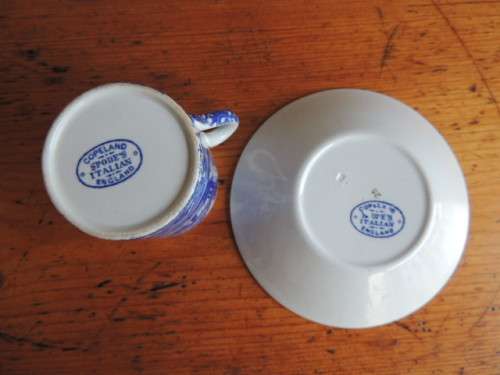 COPELAND SPODE ITALIAN BLUE COFFEE CAN AND SAUCER