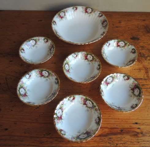 ROYAL ALBERT DESSERT SET 7 PIECE - "CELEBRATION"