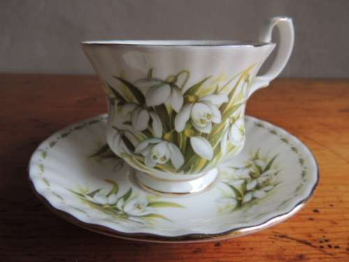 ROYAL ALBERT DUO - FLOWERS OF THE MONTH SERIES, JANUARY "SNOWDROPS"