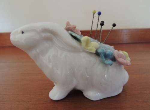 PORCELAIN RABBIT PIN CUSHION