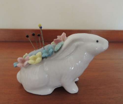 PORCELAIN RABBIT PIN CUSHION