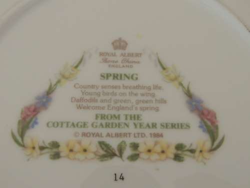ROYAL ALBERT PLATE FROM THE COTTAGE GARDEN YEAR SERIES - "SPRING"