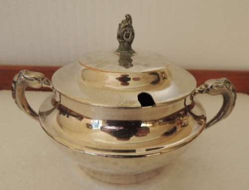 SILVER PLATED DOUBLE HANDLE SUGAR BOWL