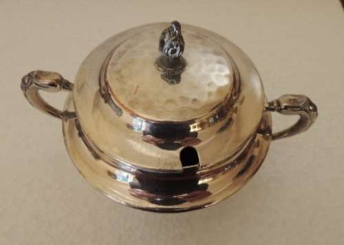SILVER PLATED DOUBLE HANDLE SUGAR BOWL
