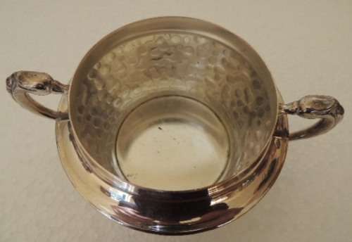 SILVER PLATED DOUBLE HANDLE SUGAR BOWL
