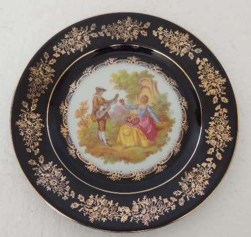 LIMOGE CASTEL COBALT BLUE 22 ct PLATE  SIGNED FRAGONARD - (19 cm)