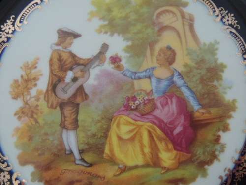 LIMOGE CASTEL COBALT BLUE 22 ct PLATE  SIGNED FRAGONARD - (19 cm)