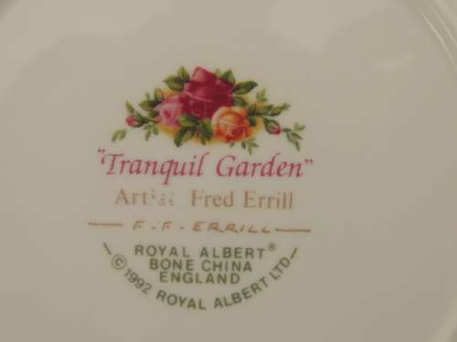 ROYAL ALBERT CABINET PLATE -"TRANQUIL GARDEN" FROM ORIGINAL ARTWORK BY F.F. ERRILL