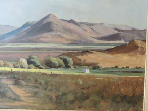 JOHN SMITH OIL ON BOARD - "THE KAROO NEAR BEAUFORT WEST" AUGUST 1998