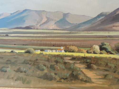 JOHN SMITH OIL ON BOARD - "THE KAROO NEAR BEAUFORT WEST" AUGUST 1998