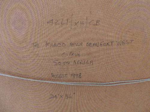 JOHN SMITH OIL ON BOARD - "THE KAROO NEAR BEAUFORT WEST" AUGUST 1998