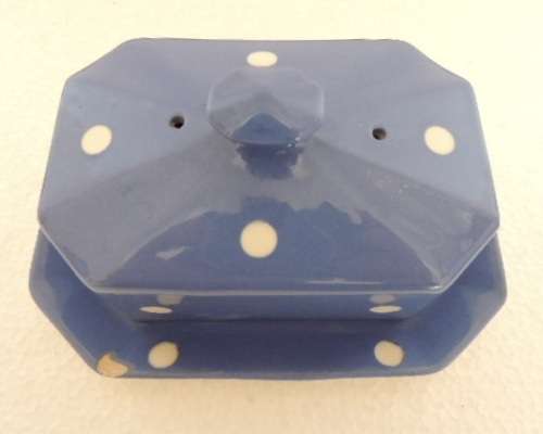 T G GREEN BLUE DOMINO BUTTER DISH