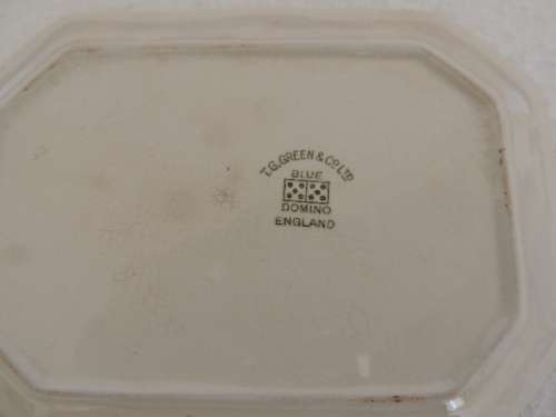 T G GREEN BLUE DOMINO BUTTER DISH