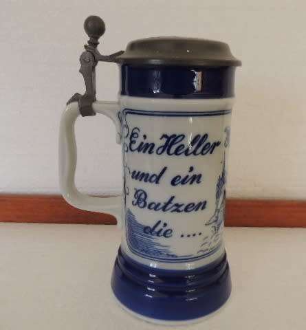 BAREUTHER WALDSASSEN BEER STEIN WITH PEWTER LID