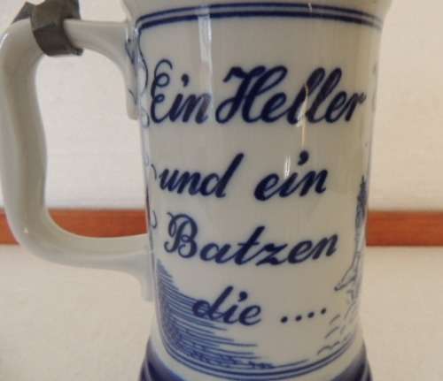 BAREUTHER WALDSASSEN BEER STEIN WITH PEWTER LID
